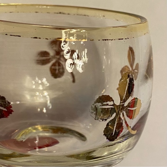 Vintage Roly Poly short gold embossed clover glasses, set of 3 cute little cups - Picture 6 of 6